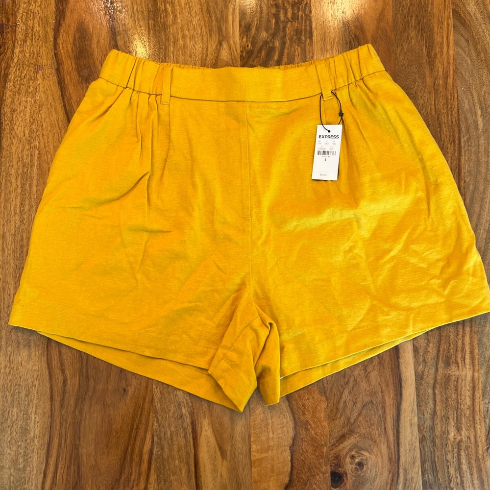 Yellow high waisted shorts Express